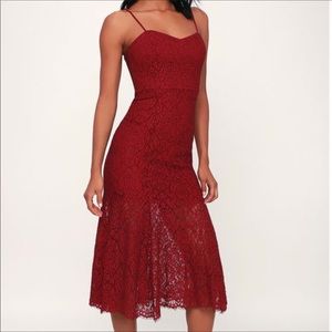 4 Sienna wine lace midi trumpet skirt dress